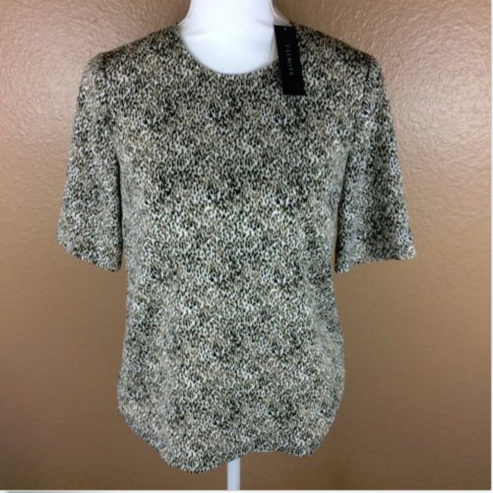 Talbots Top Animal Leopard Print Gold Black